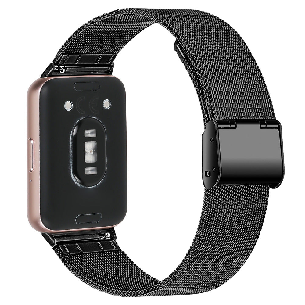 For Samsung Galaxy Fit3 SM-R390 Milanese Watch Band Breathable Stainless Steel Strap - Black For Samsung Galaxy Fit3 SM-R390 Milanese Watch Band Breathable Stainless Steel Strap - Black